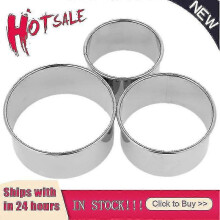 Conjunto de 3 Moldes para Massa, Aço Inoxidável, Redondo, para Bolinhos de Massa, Ravioli, Pastéis, 6cm 7cm 8cm, Prateado