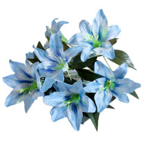 Blue Artificial Tiger Lilies Real Touch 10-Head