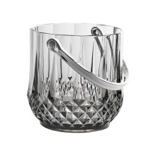 Crystal Champagne Ice Bucket with Handle, Diamond Pattern Portable Drink Cooler for Parties