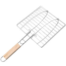 Grillkorb für Fisch und Grill, Eisendraht mit Holzgriff, verstellbar für Meeresfrüchte