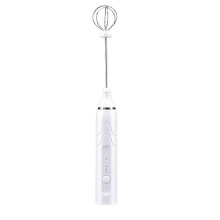 Mousseur à lait rechargeable, fouet électrique portatif avec deux fouets en acier inoxydable pour le café et la pâtisserie