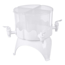 Distributeur de boissons 4L à 4 compartiments, pivotant à 360, en plastique, avec robinet pour réfrigérateur et usage domestique.
