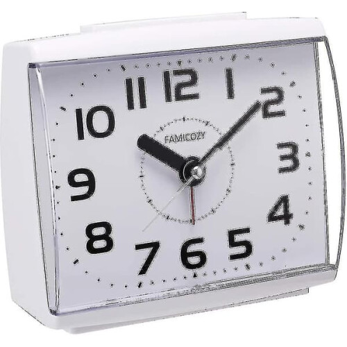 Analog Alarm Clock for Elderly White Large Numbers Silent