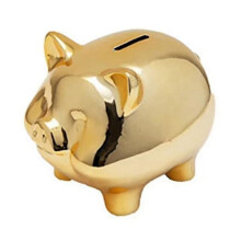 Ceramic gold piggy bank decorative home accent