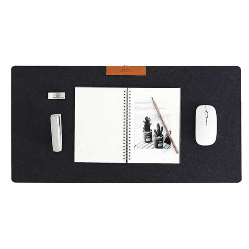 Skrivebordsmåtte 80x30cm sort filt - stor musemåtte sort