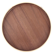 Plateau de service rond en noyer noir, style japonais, plusieurs tailles disponibles pour cuisine maison hĂ´tel