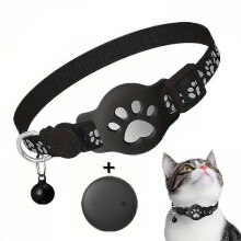 Cat Tracker Collar with S10 GPS Locator, compatible with Apple Find My & Google Find My Device, Reflective Adjustable Breakaway Nylon Strap with Bell