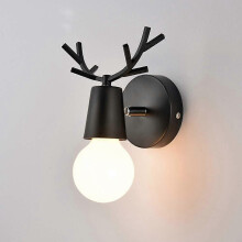 Applique murale tête de cerf, culot E27, orientable, en fer, style Art déco nordique, pour chambre ou salon, noir.