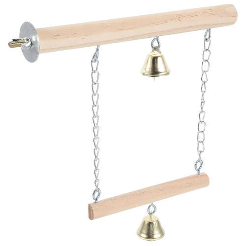 Columpio de madera con cascabel para periquitos y loros pequeños. 1