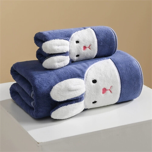 Bulk Bath & Hand Towels Set (2pcs) – Lightweight, Compact, Elegant Rabbit Design