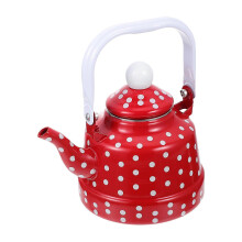 Bouilloire électrique en émail, 1,1 L, rouge à pois blancs, résistante aux chocs, pour infusion thé et café à la maison