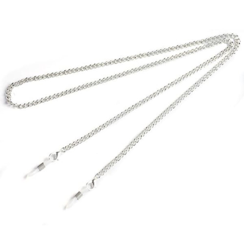Corrente para óculos de cordão resistente e prateada