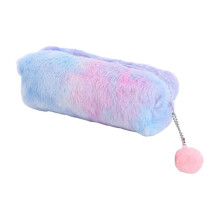 Plush octagon pencil case gradient pink purple