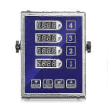 Commercial Kitchen Timer, 4 Channel, Stainless Steel, Loud Adjustable Alarm, Waterproof, Plug-in, LED Display, for Restaurant, Bakery, Home Kitchen
