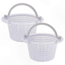 2-Pack Above Ground Pool Skimmer Baskets, Thru-Wall Installation, Replacement Skimmer Filter Baskets with Handles, White PP Construction