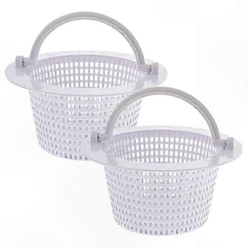 2-Pack Above Ground Pool Skimmer Baskets, Thru-Wall Installation, Replacement Skimmer Filter Baskets with Handles, White PP Construction