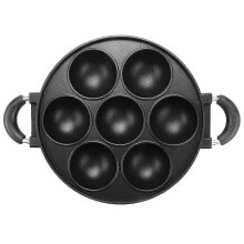 7 Hole Cast Iron Cooking Cake Pan Non-stick Aluminium Mold Black Kitchen Cookware for Cassette-feu Butane Stoves