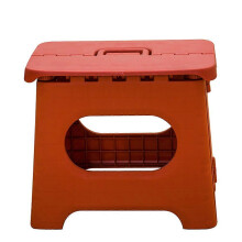 Sgabello pieghevole rotondo in PP rosso, portata robusta, salvaspazio, per casa e viaggio, 1 pezzo