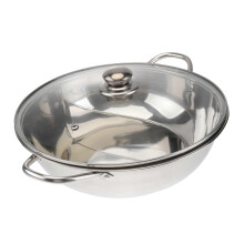 Mandarin Pot Split Hotpot Pan with Glass Lid, Food-safe Stainless Steel, for Induction Hobs and Gas Stoves, Silver