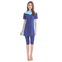 (Blue,2XL)Traje de baño musulmán talla grande traje de baño modesto maillot traje islámico burkini