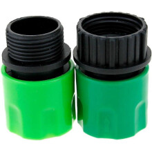 Expandable Garden Hose Male and Female Adaptors Connectors, 3/4" G Thread, 25mm, Quick Connect, for Tap and Spray, Green