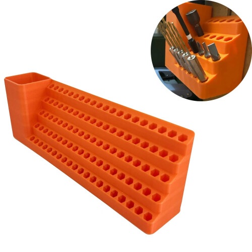 Orange CNC Drill Bit Organizer with Cup Holder Plastic 4 1