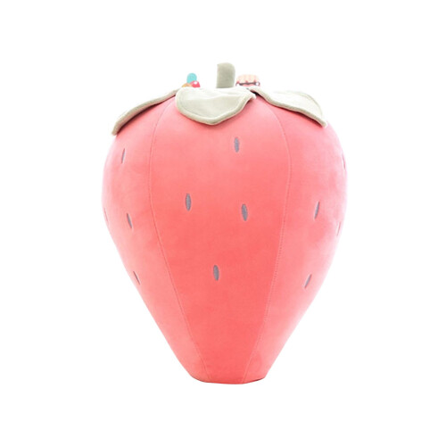 Erdbeer-Plüschkissen, rosa, 40 cm, waschbar