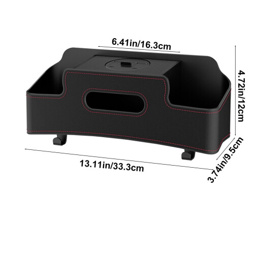 Black Plastic Facial Tissue Cover Rectangular13.1x3.7x4.7 2