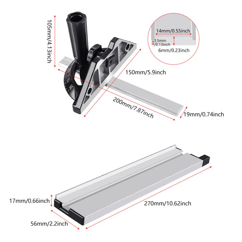 Adjustable Miter Gauge Angle Plate for Table Saw Woodworking 2
