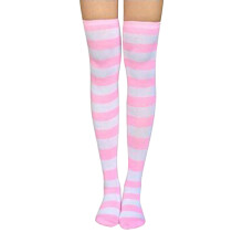 Dámské bavlněné stehenní ponožky s pruhy v Harajuku stylu1