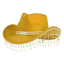 Chapeau de cowboy unisexe à paillettes et pompons (1 pièce)