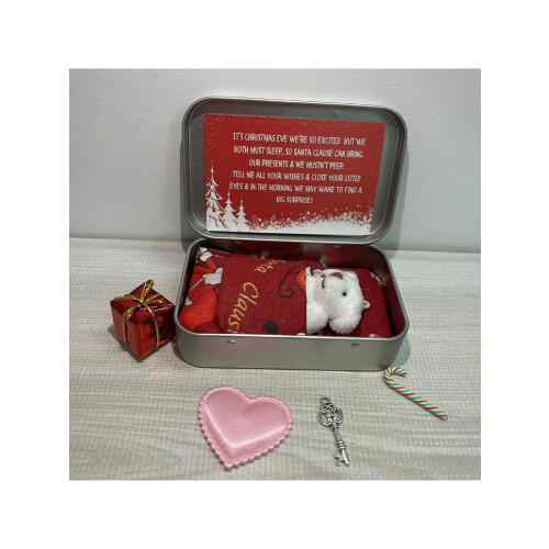 Mini Urso de Pelúcia com Caixa de Lata - Presente de Natal 1