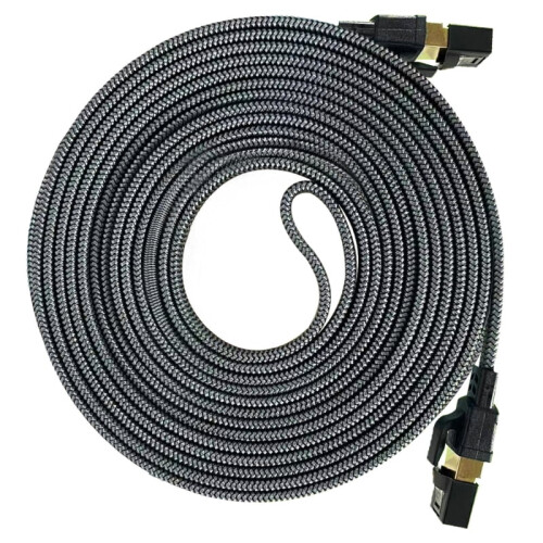 CAT8 Ethernet-kabel 40 Gbps 2000 MHz Flat sølvflettet
