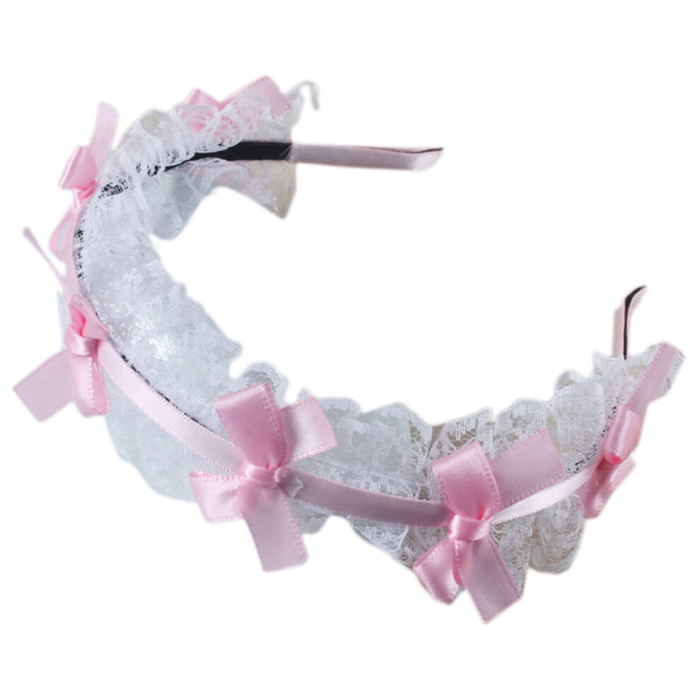Girls lace headband with bowknot ribbon