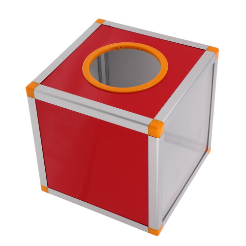 Raffle Ticket Drum Red Aluminum MDF 20x20x20cm
