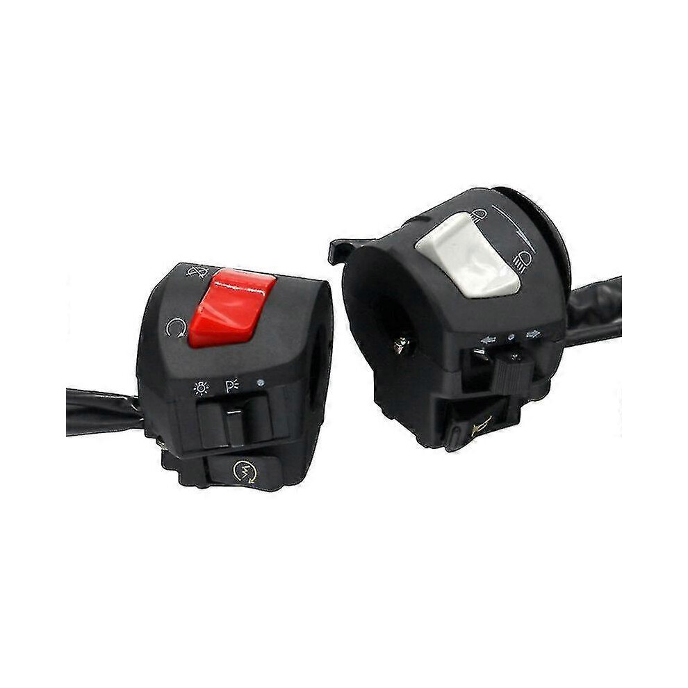 Motorcycle 22Mm Handlebar Switches, Left Right Set With Horn Turn Signal Headlight Electric Start Flameout Function, For 7/8 Inch Handlebars 6901168205143
