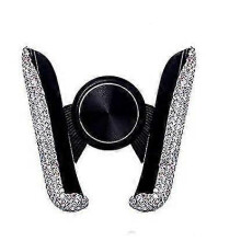Soporte para Teléfono de Coche en Rejilla de Aire con Pedrería, Pinza Ajustable Compatible con iPhone 4.5-6.5 Pulgadas, Dos Modos de Fijación