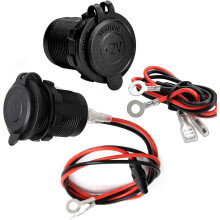 2er-Pack Zigarettenanzünderbuchse, 12V-24V, wasserdicht, in Marinequalität, 1 m Anschlusskabel für Boot, Motorrad, Auto, Rasenmäher, Traktor