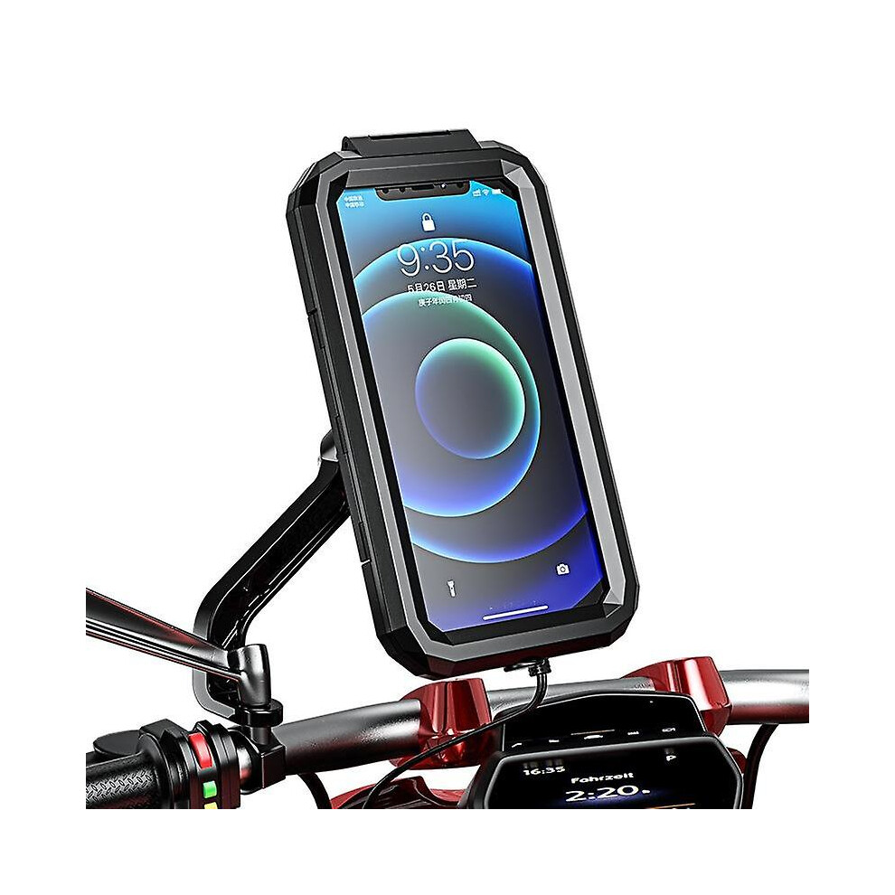 Motorcycle Rearview Mirror Phone Holder Waterproof Box Touch Screen Compatible With 4.7-6.8 Inch Phones 6901168215814