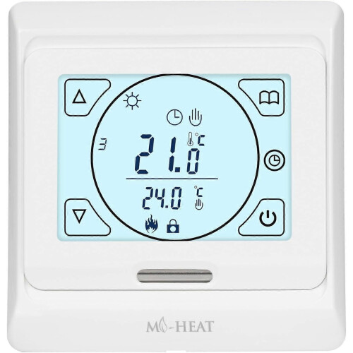 E91 Flush-Mounted Wired Room Heating Thermostat, 230V 16A Touch Screen, Weekly Program Anti-Freeze Preheating Function, Internal External Probe