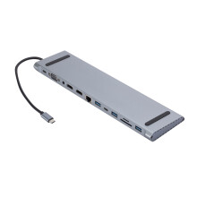 Adaptador USB-C con doble USB 3.0, ranuras para tarjetas y PD, 12 en 1
