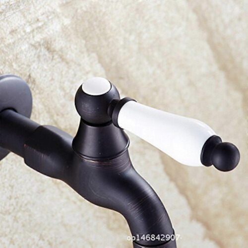 Copper Wall Mounted Tap with Ceramic Handle for Sink Retro Style G1/2 2