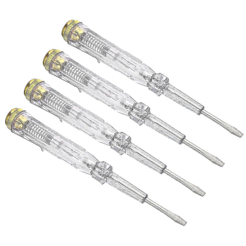 Contact Voltage Tester Ac 150-500V, Slotted Screwdriver Neon Tube Test Pen, Clear Blue, Pack Of 4 6901168229620