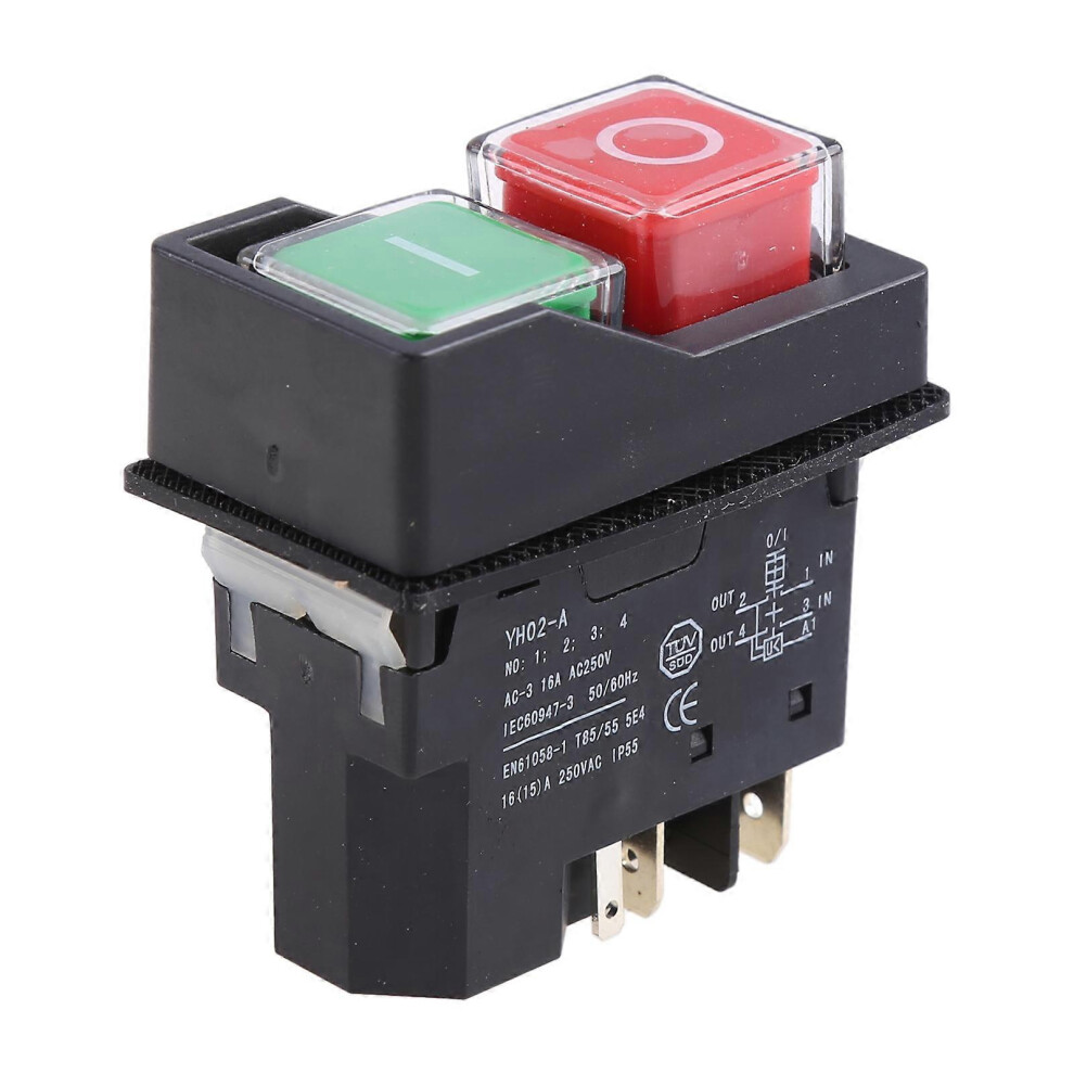 Kld-28A/Yh02-A Electromagnetic Starter Push Button Switch, Ip55 Waterproof 250V 18A, For Machine Tools Garden Machinery Power Tools 6901168004159