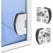 Glass Door Hinges for Cupboard Showcase Wine Cabinet, Fits 4-7mm Glass Thickness, Zinc Alloy Material, Clamp Style No Drilling