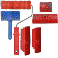 Conjunto de 6 ferramentas para textura de madeira, borracha, para decoração de paredes, pisos e móveis