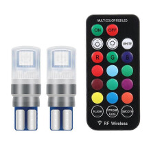 T10 RGB LED Car Wedge Clearance Light, 194 168 W5W 5050 SMD, CANbus, 12V DC, 360 Degree, with Remote Controller