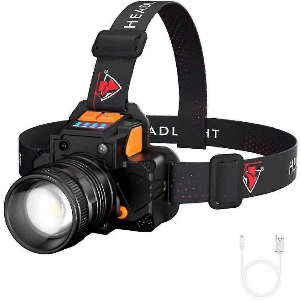 Led Headlamp Waterproof 2000 Lumens Usb Rechargeable With Adjustable Beam For Camping Hiking Cycling 6901168023969