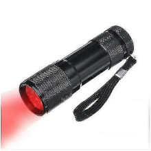 Rode zaklamp 670 nm voor ooggezondheid met 9 LED's, draagbare rode zaklamp, golflengte 665-670 nm, aluminiumlegering
