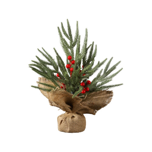Mini Christmas Tree with Red Berries and Pine Cones 11.8